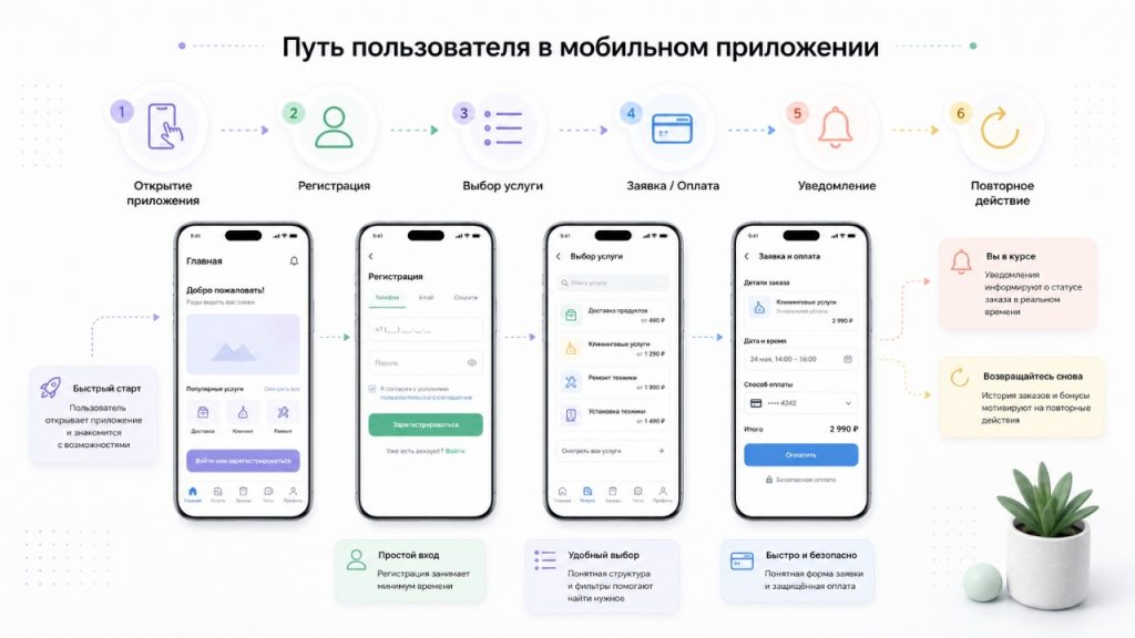 Схема пути пользователя в мобильном приложении